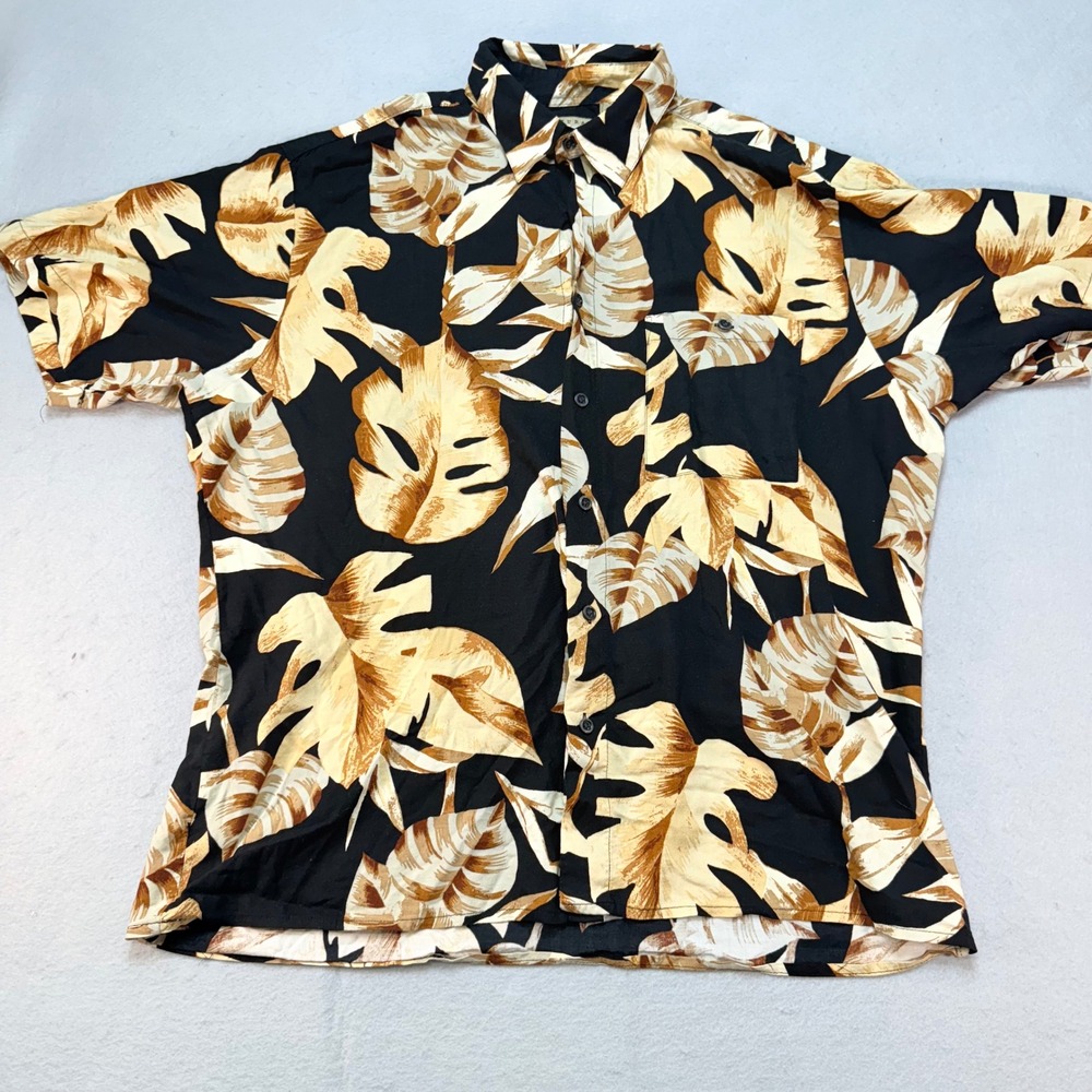 Natural Issue Hawaiian Shirt Tropical Leaf Print Button Up Mens Large‎